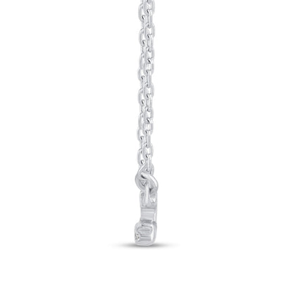 0.07 CT. T.W. Natural Diamond Underlined She/Her" Necklace in Sterling Silver"