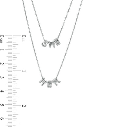 0.2 CT. T.W. Natural Diamond SHE" and "HER" Double Strand Necklace in Sterling Silver"