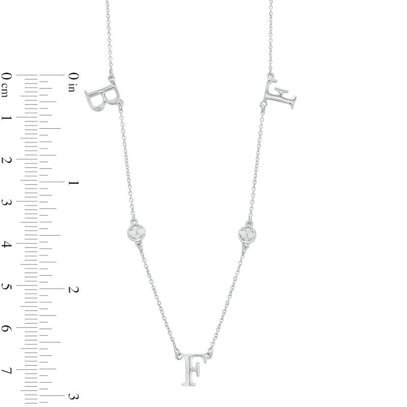 0.1 CT. T.W. Natural Diamond BFF" Station Necklace in Sterling Silver"