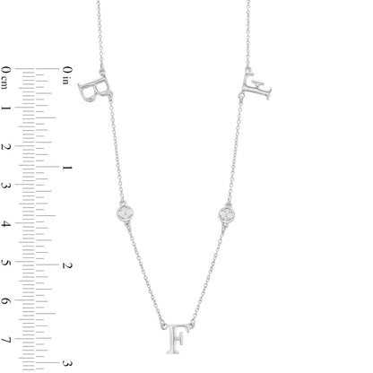 0.1 CT. T.W. Natural Diamond BFF" Station Necklace in Sterling Silver"