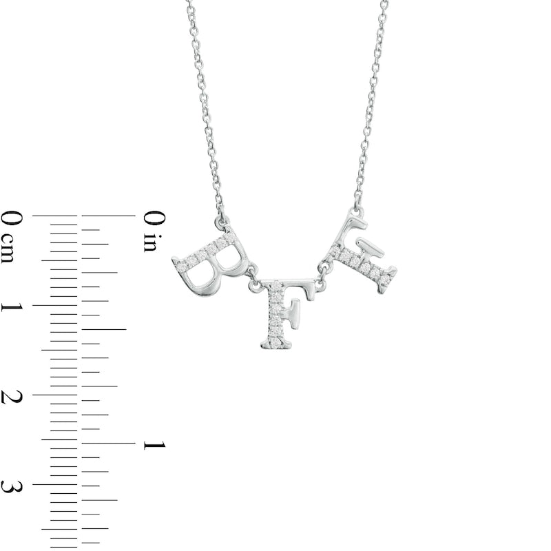 0.07 CT. T.W. Natural Diamond BFF" Necklace in Sterling Silver"