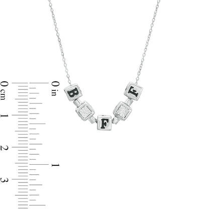 0.13 CT. T.W. Natural Diamond Beaded Cube BFF" Necklace in Sterling Silver"
