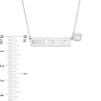 0.1 CT. T.W. Natural Diamond BEST FRIEND" Cutout with Heart Necklace in Sterling Silver"