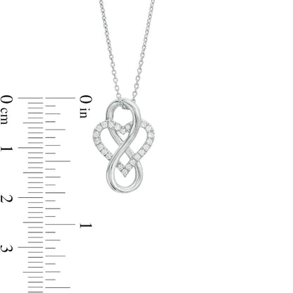 0.17 CT. T.W. Natural Diamond Heart in Infinity Loop Necklace in Sterling Silver