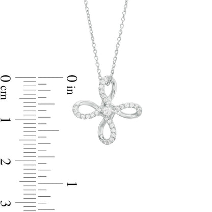 0.2 CT. T.W. Natural Diamond Loop Flower Pendant in Sterling Silver