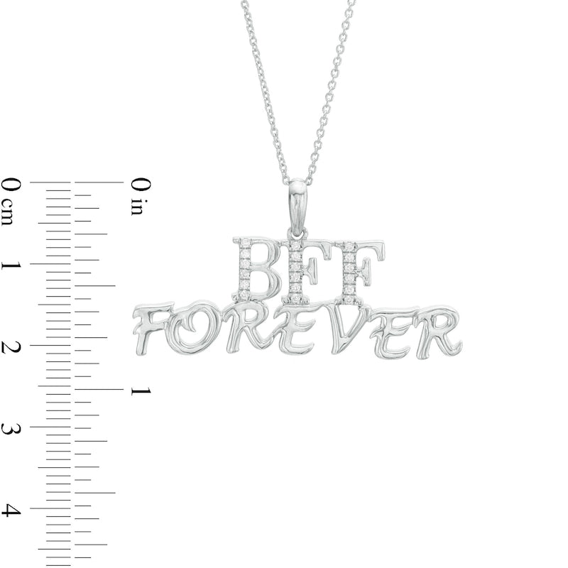0.1 CT. T.W. Natural Diamond BFF FOREVER" Pendant in Sterling Silver"