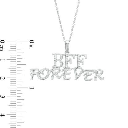 0.1 CT. T.W. Natural Diamond BFF FOREVER" Pendant in Sterling Silver"