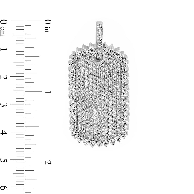 Men's 12.75 CT. T.W. Natural Diamond Border Dog Tag Pendant in 14K White Gold - 22