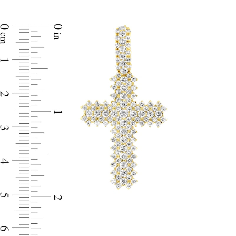 Men's 12-0.1 CT. T.W. Natural Diamond Triple Row Cross Pendant in 14K Gold û 24