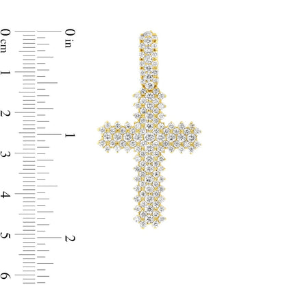 Men's 12-0.1 CT. T.W. Natural Diamond Triple Row Cross Pendant in 14K Gold û 24