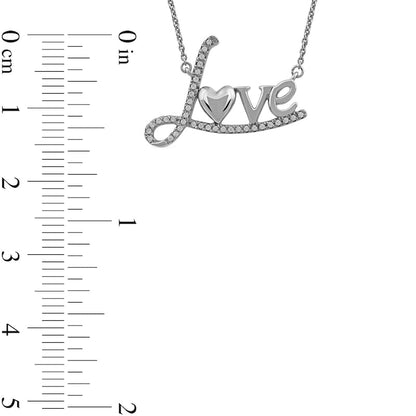 0.1 CT. T.W. Natural Diamond Love" with Heart Necklace in 10K White Gold"