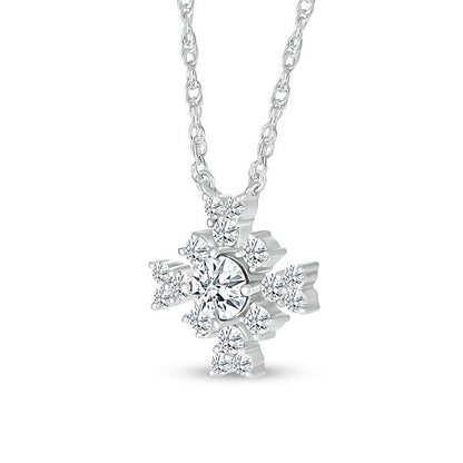 4.0mm White Lab-Created Sapphire Frame Floral Pendant in Sterling Silver