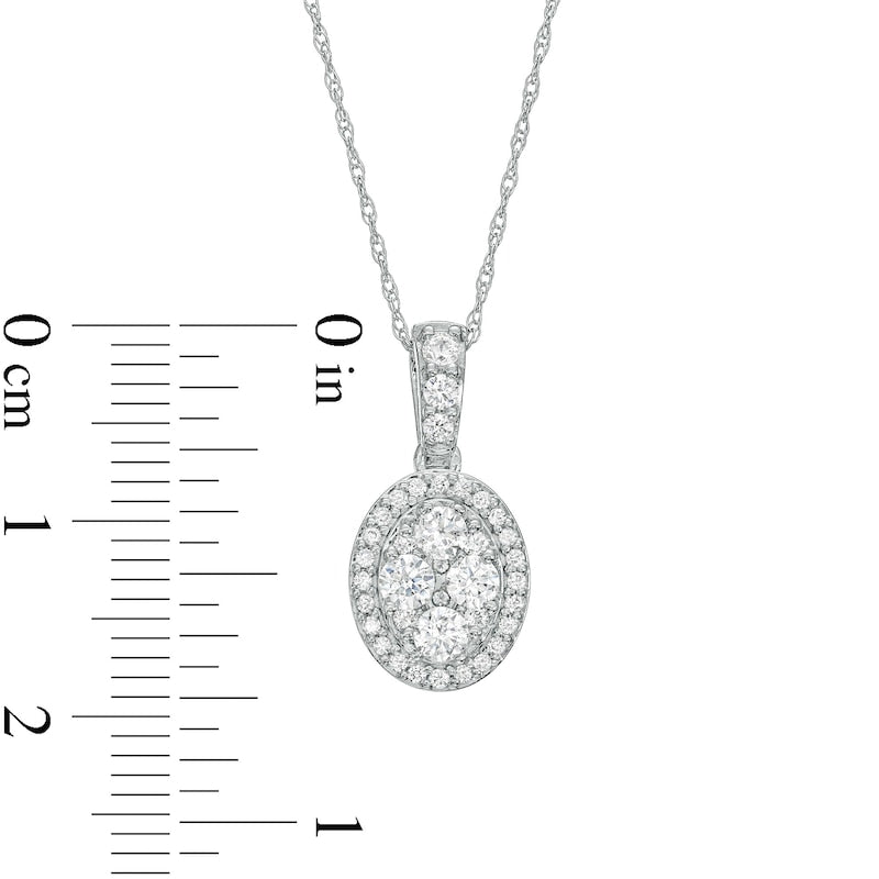 0.5 CT. T.W. Oval-Shaped Multi-Natural Diamond Frame Pendant in 10K White Gold