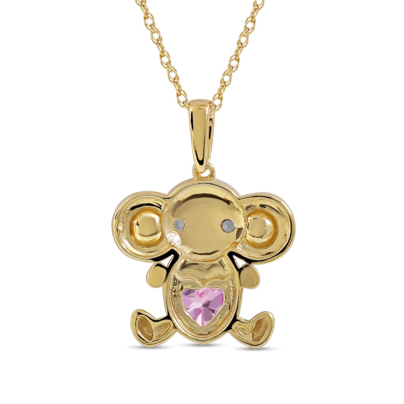 5.0mm Heart-Shaped Pink and White Lab-Created Sapphire Elephant Pendant in Sterling Silver with 14K Gold Plate
