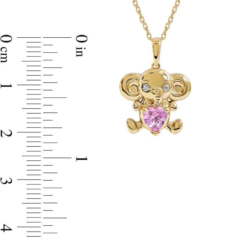 5.0mm Heart-Shaped Pink and White Lab-Created Sapphire Elephant Pendant in Sterling Silver with 14K Gold Plate