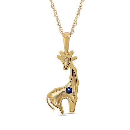 3.0mm Blue and White Lab-Created Sapphire Giraffe Pendant in Sterling Silver with 14K Gold Plate