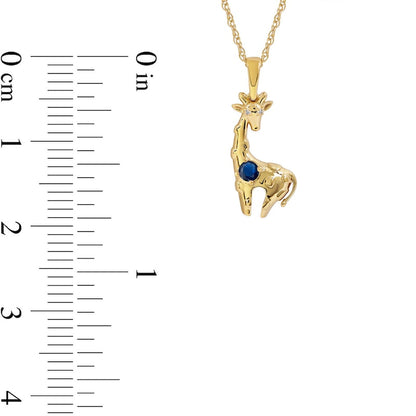3.0mm Blue and White Lab-Created Sapphire Giraffe Pendant in Sterling Silver with 14K Gold Plate