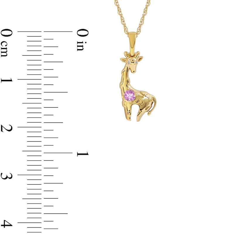 3.0mm Pink and White Lab-Created Sapphire Giraffe Pendant in Sterling Silver with 14K Gold Plate