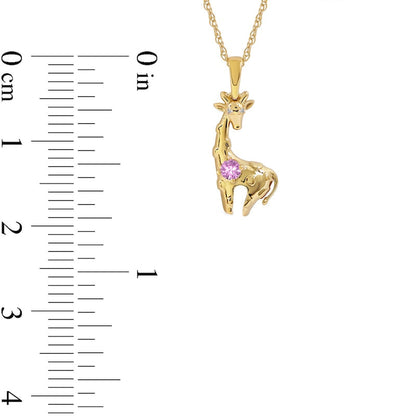 3.0mm Pink and White Lab-Created Sapphire Giraffe Pendant in Sterling Silver with 14K Gold Plate