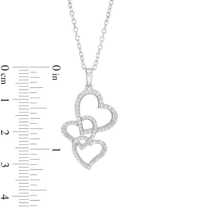 0.33 CT. T.W. Natural Diamond Interlocking Curvy Hearts Pendant in 10K White Gold