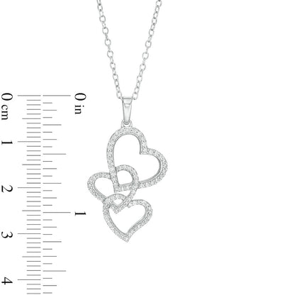0.33 CT. T.W. Natural Diamond Interlocking Curvy Hearts Pendant in 10K White Gold