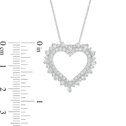 1 CT. T.W. Natural Diamond Shadow Heart Pendant in 10K White Gold