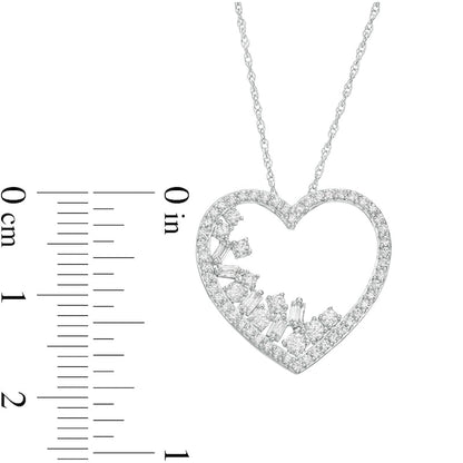 0.5 CT. T.W. Natural Diamond Scatter Heart Pendant in 10K White Gold