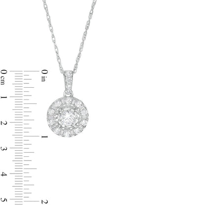 0.5 CT. T.W. Baguette and Round Natural Diamond Frame Pendant in 10K White Gold