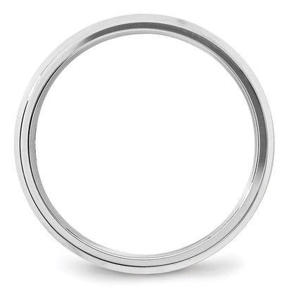 Solid 10K White Gold 5mm Bevel Edge Comfort Fit Men's/Women's Wedding Band Ring Size 13