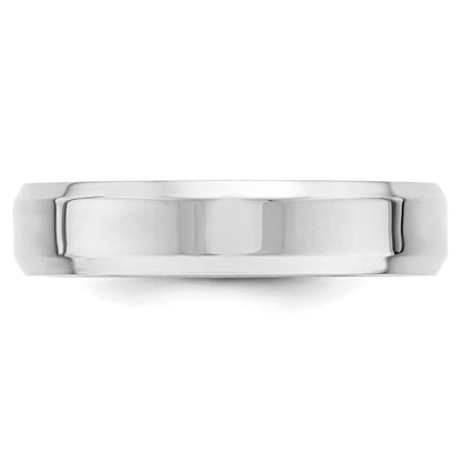 Solid 10K White Gold 5mm Bevel Edge Comfort Fit Men's/Women's Wedding Band Ring Size 13