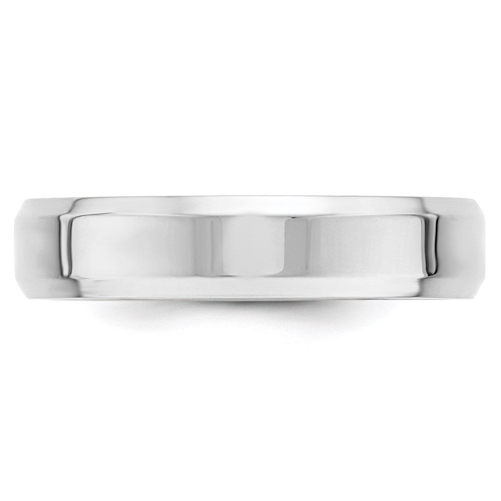 Solid 10K White Gold 5mm Bevel Edge Comfort Fit Men's/Women's Wedding Band Ring Size 5.5