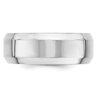 Solid 10K White Gold 8mm Bevel Edge Comfort Fit Men's/Women's Wedding Band Ring Size 11