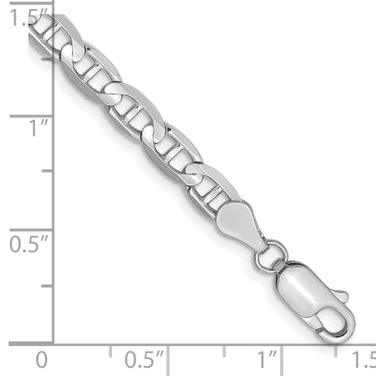 Solid 14K White Gold 7 inch 4.5mm Concave Anchor with Lobster Clasp Bracelet