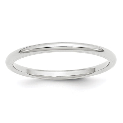 Solid 10K White Gold 2mm Standard Comfort Fit Men's/Women's Wedding Band Ring Size 12