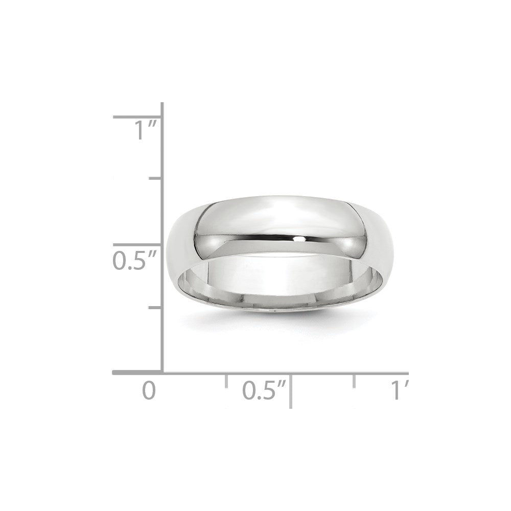 Solid 10K White Gold 6mm Light Weight Comfort Fit Men's/Women's Wedding Band Ring Size 6.5
