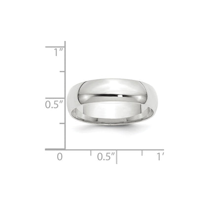 Solid 10K White Gold 6mm Light Weight Comfort Fit Men's/Women's Wedding Band Ring Size 6.5