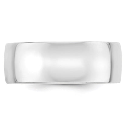 Solid 10K White Gold 8mm Light Weight Comfort Fit Men's/Women's Wedding Band Ring Size 7
