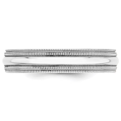 Solid 10K White Gold 5mm Double Milgrain Comfort Fit Men's/Women's Wedding Band Ring Size 5.5