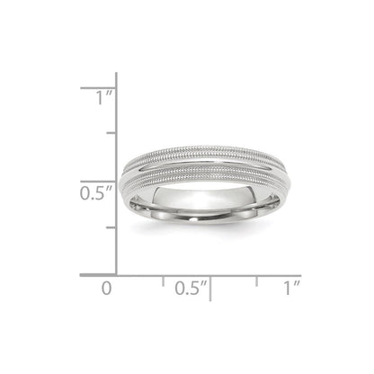 Solid 10K White Gold 5mm Double Milgrain Comfort Fit Men's/Women's Wedding Band Ring Size 9.5