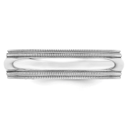 Solid 10K White Gold 6mm Double Milgrain Comfort Fit Men's/Women's Wedding Band Ring Size 10.5
