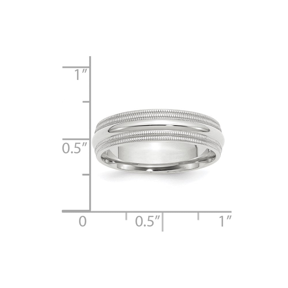 Solid 10K White Gold 6mm Double Milgrain Comfort Fit Men's/Women's Wedding Band Ring Size 10
