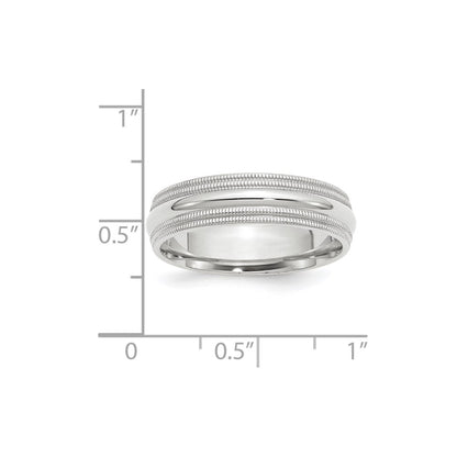 Solid 10K White Gold 6mm Double Milgrain Comfort Fit Men's/Women's Wedding Band Ring Size 10
