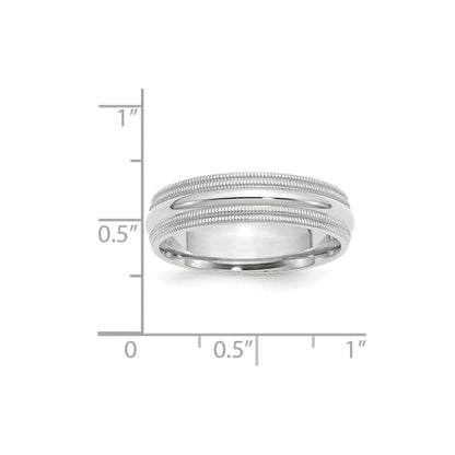Solid 10K White Gold 6mm Double Milgrain Comfort Fit Men's/Women's Wedding Band Ring Size 8.5