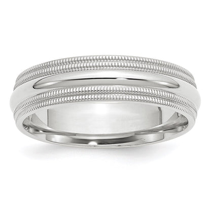 Solid 10K White Gold 6mm Double Milgrain Comfort Fit Men's/Women's Wedding Band Ring Size 10