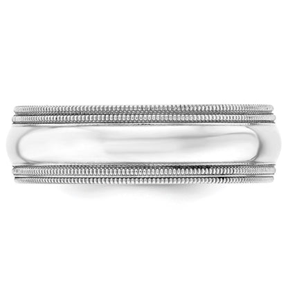 Solid 10K White Gold 7mm Double Milgrain Comfort Fit Men's/Women's Wedding Band Ring Size 10.5