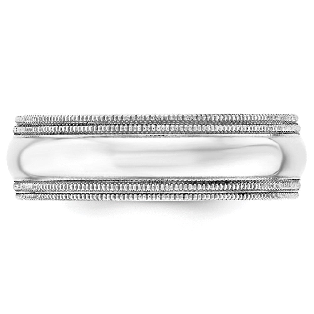 Solid 10K White Gold 7mm Double Milgrain Comfort Fit Men's/Women's Wedding Band Ring Size 11.5