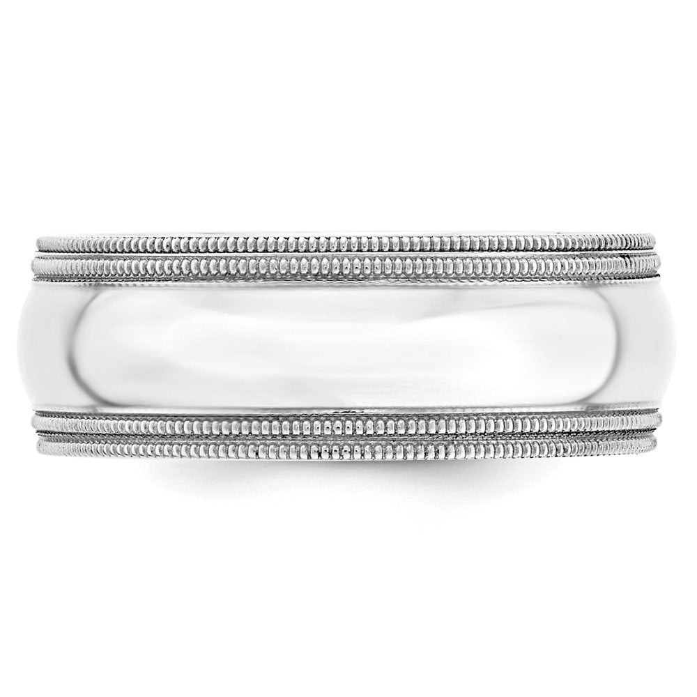 Solid 10K White Gold 8mm Double Milgrain Comfort Fit Men's/Women's Wedding Band Ring Size 7