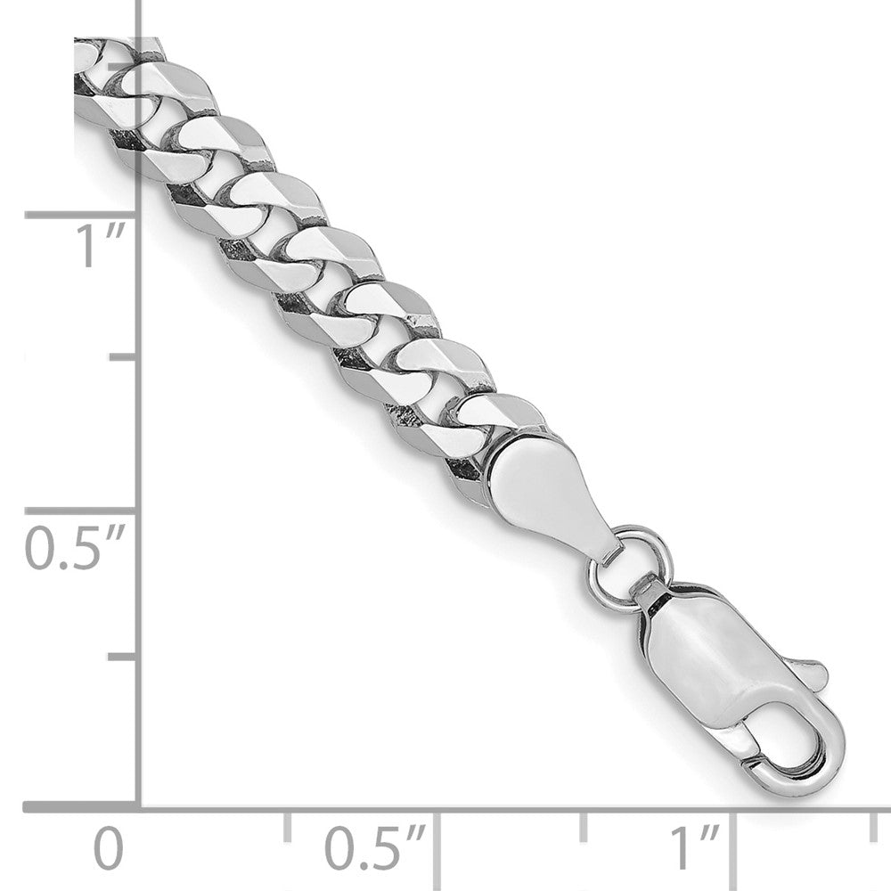 Solid 14K White Gold 8 inch 4.75mm Flat Beveled Curb with Lobster Clasp Bracelet