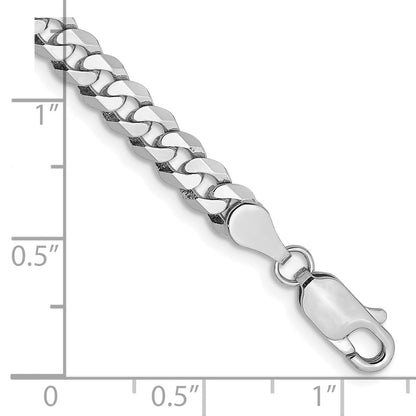Solid 14K White Gold 8 inch 4.75mm Flat Beveled Curb with Lobster Clasp Bracelet
