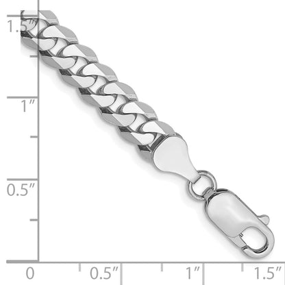 Solid 14K White Gold 7 inch 6.25mm Flat Beveled Curb with Lobster Clasp Bracelet